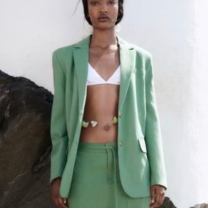 Zara linen blend menswear style blazer NWT